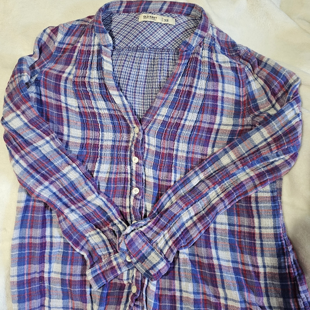 Women's Plaid Shirt - Blue and Red From Old Navy